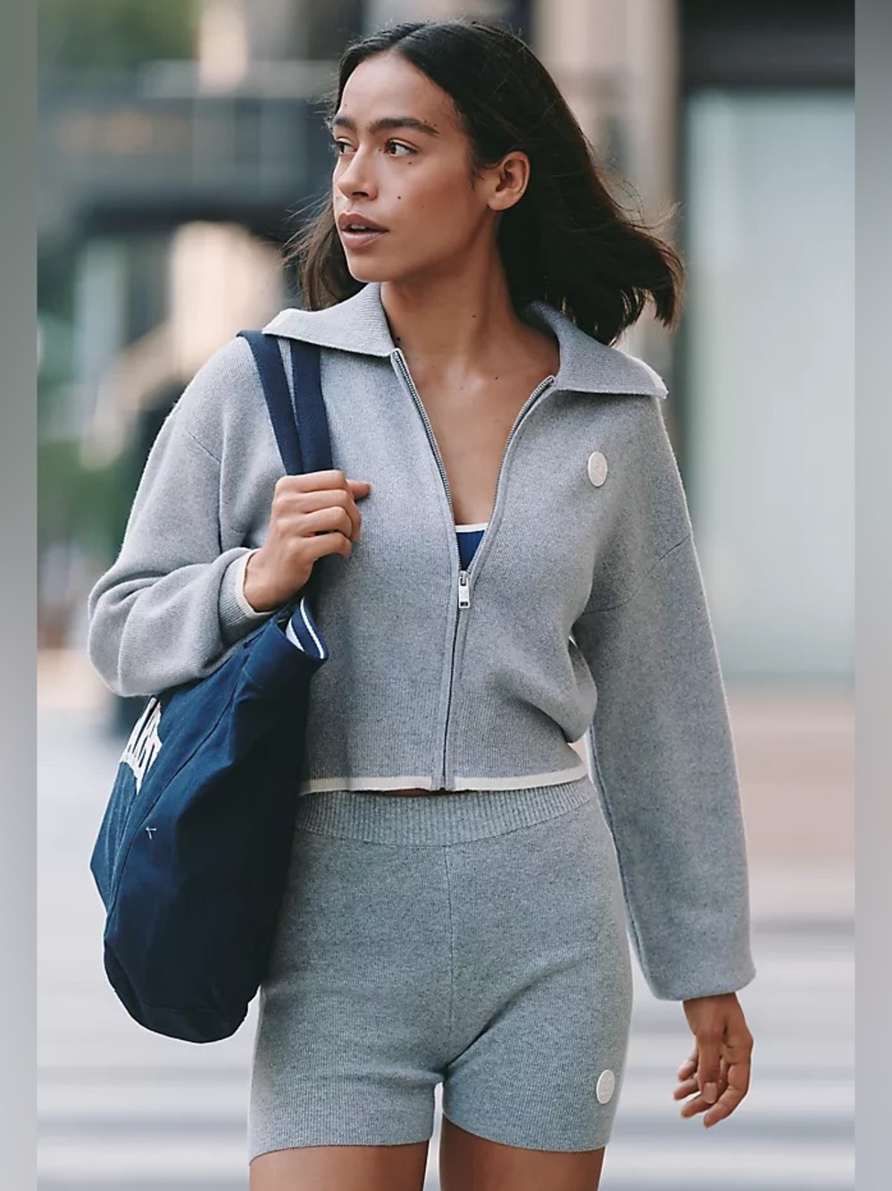 PE Nation Verge Knit Grey Jacket and Shorts Set
